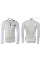 Рубашка-поло мужская с длинным рукавом на молнии 1/2 белая ADIDAS